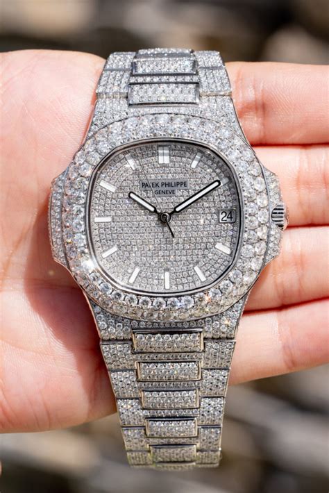 patek philippe full diamond gold|patek philippe nautilus with diamonds.